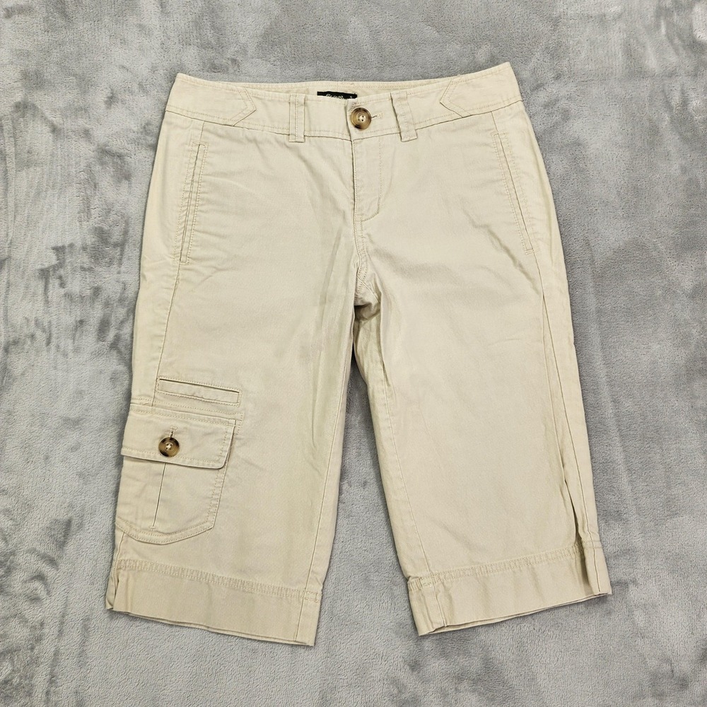 Eddie Bauer Shorts Womens 2 Beige Cargo Twill Vashon Fit Casual Walking Summer